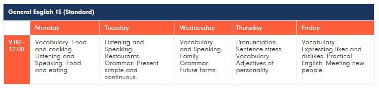 timetable 15 lessons LSE