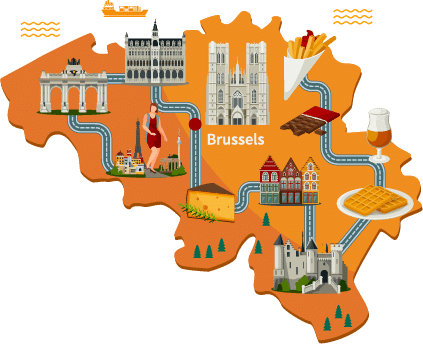 Belgium map, carte belgique, destinations en belgique, séjours linguistiques en Belgique
